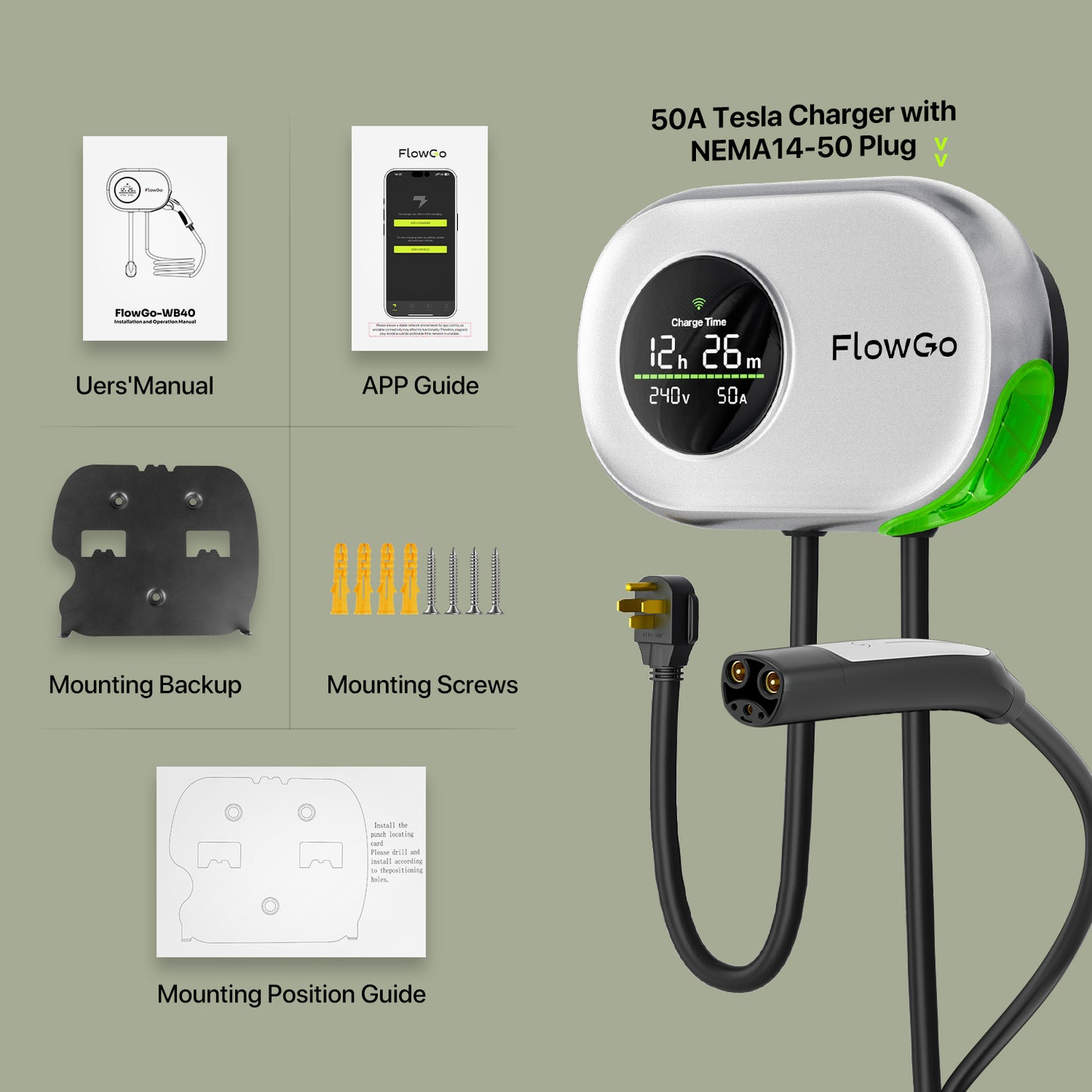 FlowGo Home for Tesla NEMA 14-50Plug